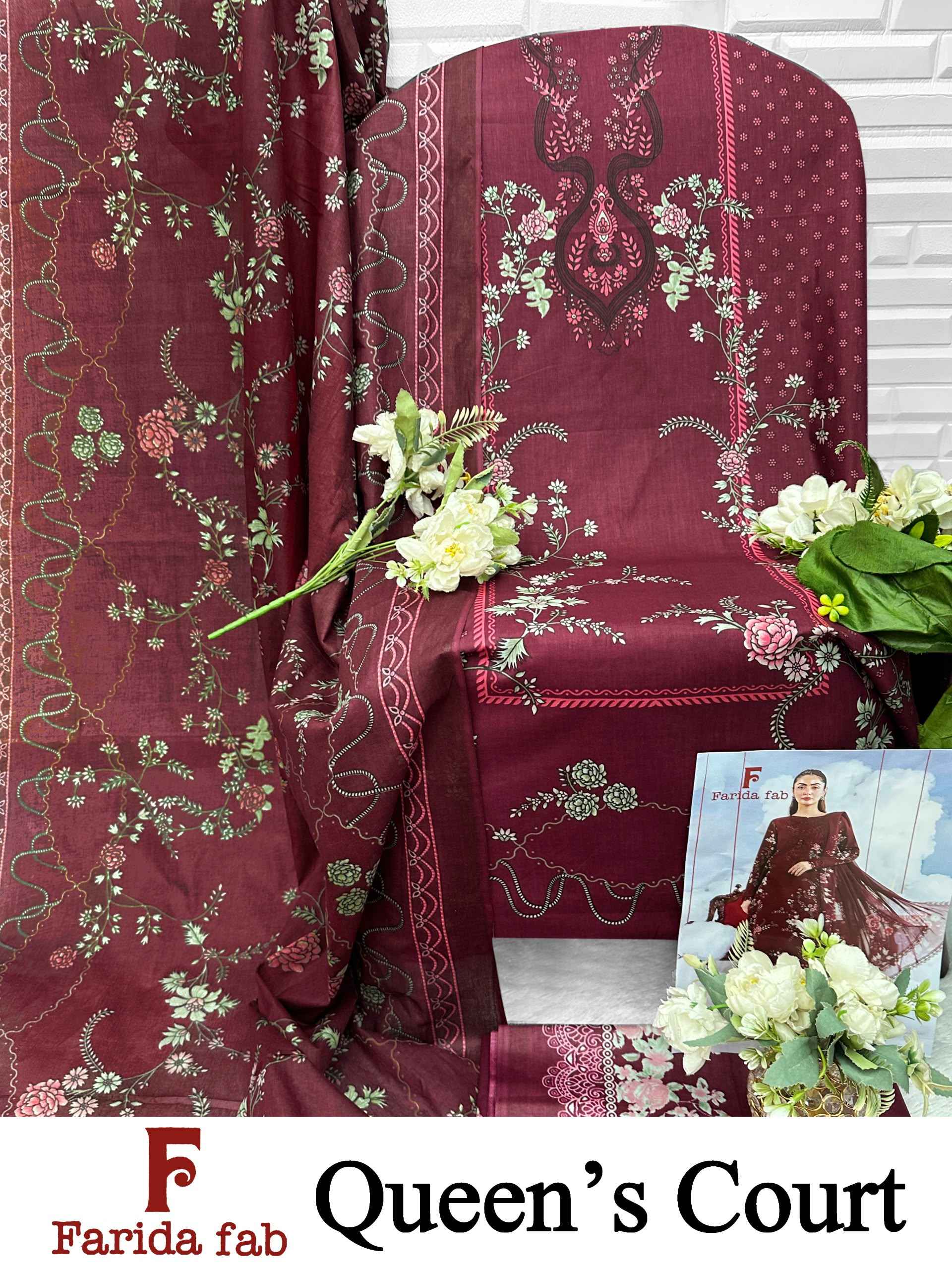 FARIDA FAB QUEENS COURT COTTON PRINTED DRESS MATERIAL 