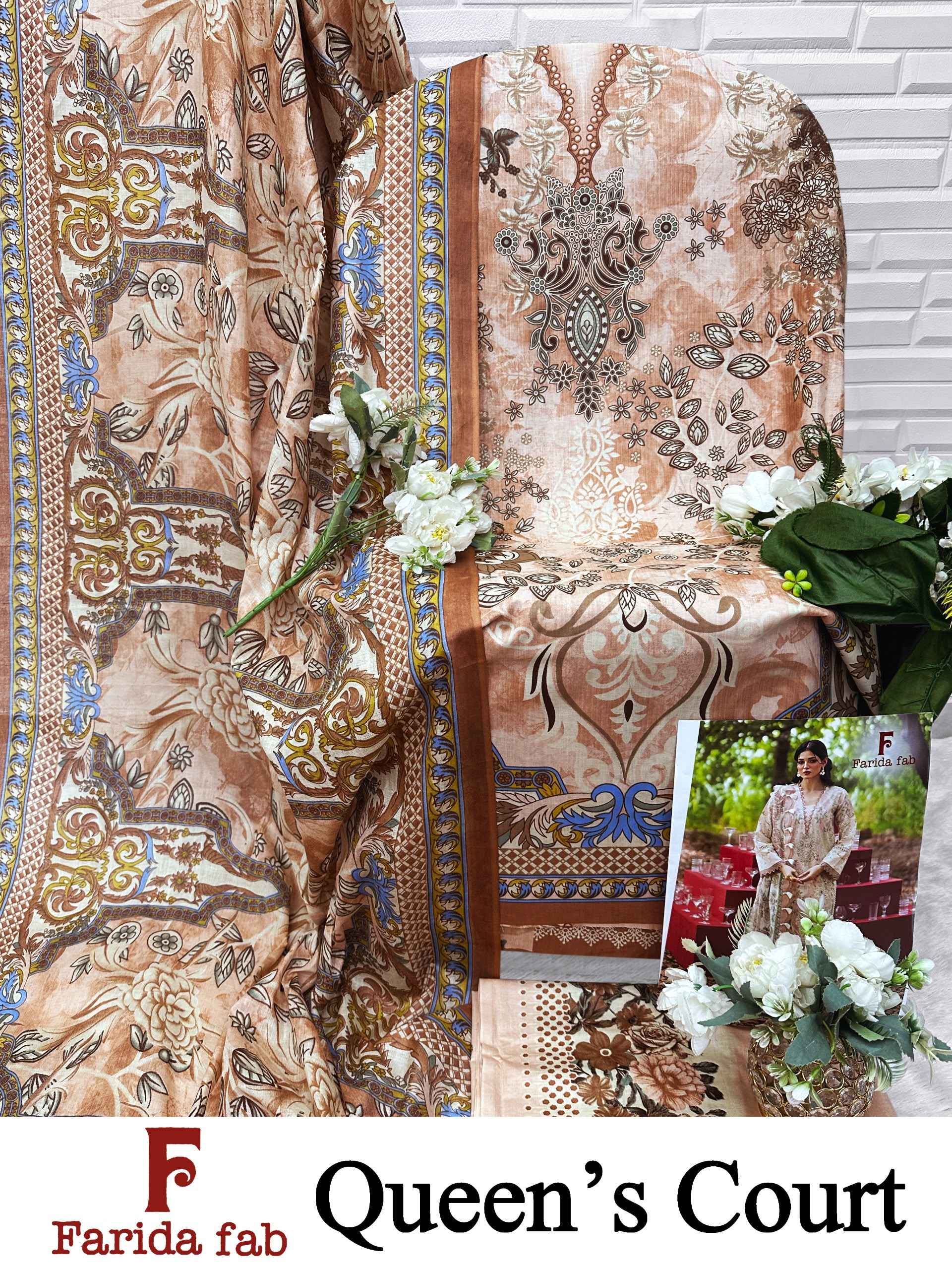 FARIDA FAB QUEENS COURT COTTON PRINTED DRESS MATERIAL 