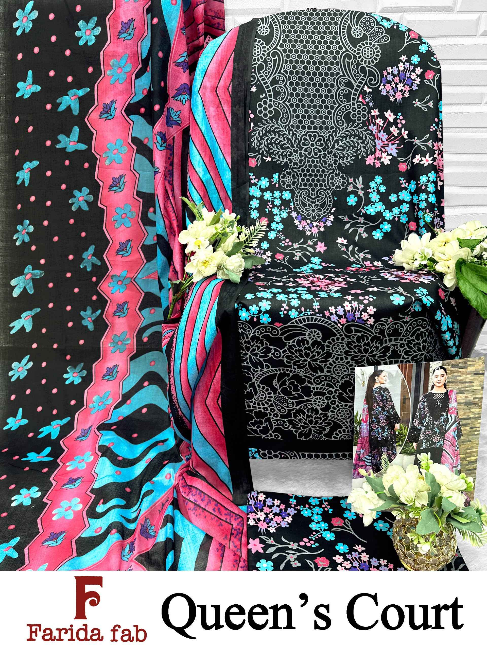 FARIDA FAB QUEENS COURT COTTON PRINTED DRESS MATERIAL 