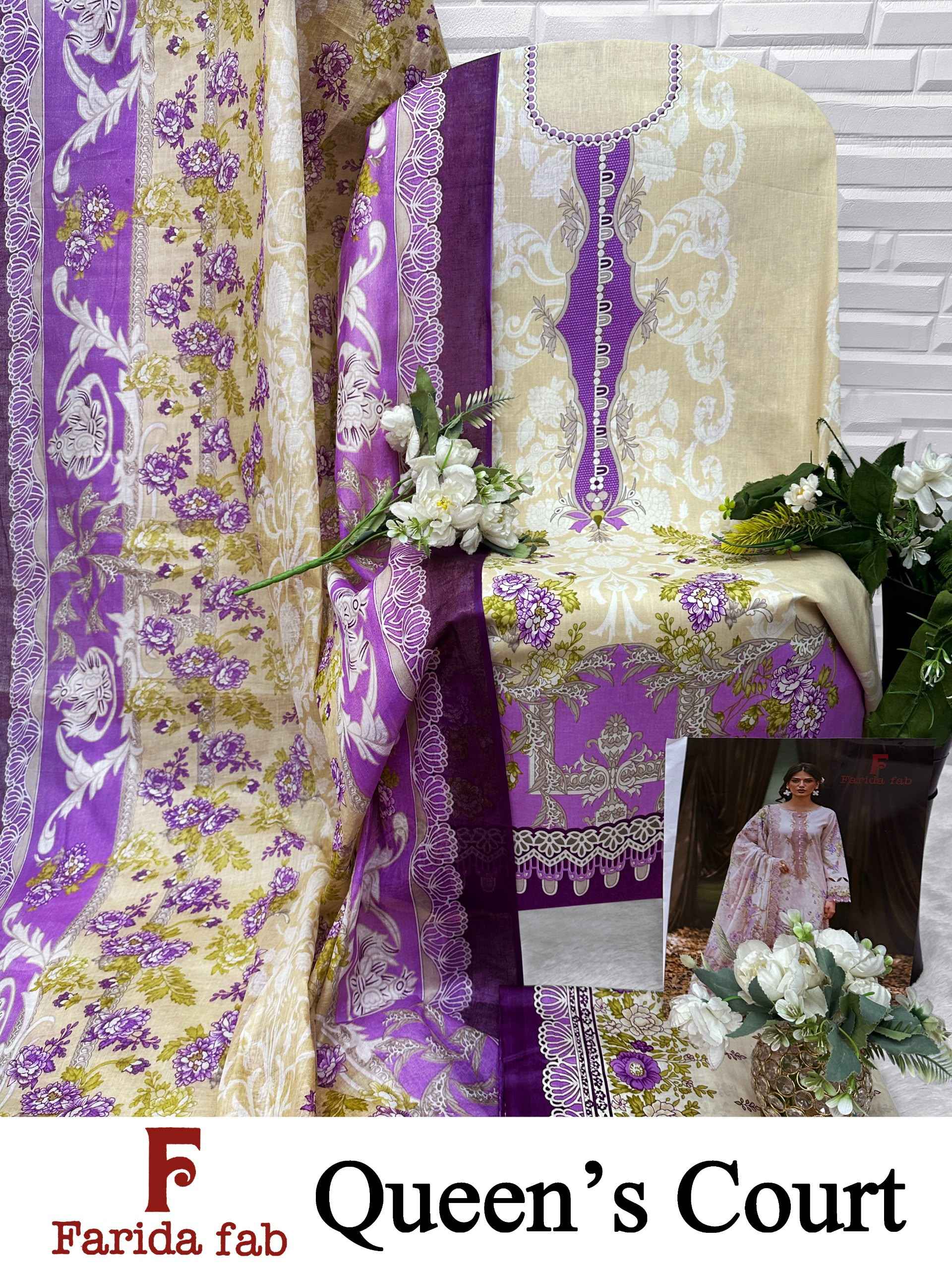 FARIDA FAB QUEENS COURT COTTON PRINTED DRESS MATERIAL 
