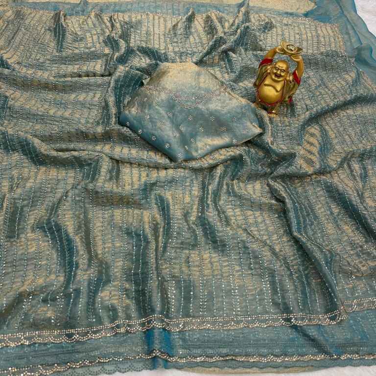 FENDY SATIN BEEDS ZARKHAN WORK SAREE