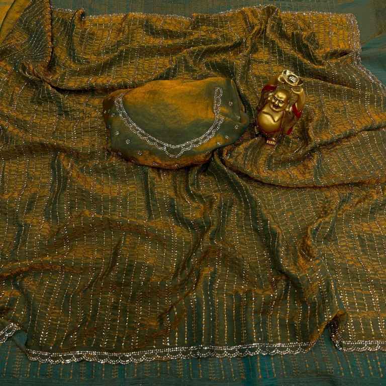 FENDY SATIN BEEDS ZARKHAN WORK SAREE