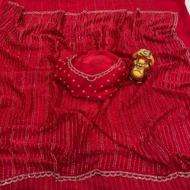 FENDY SATIN BEEDS ZARKHAN WORK SAREE