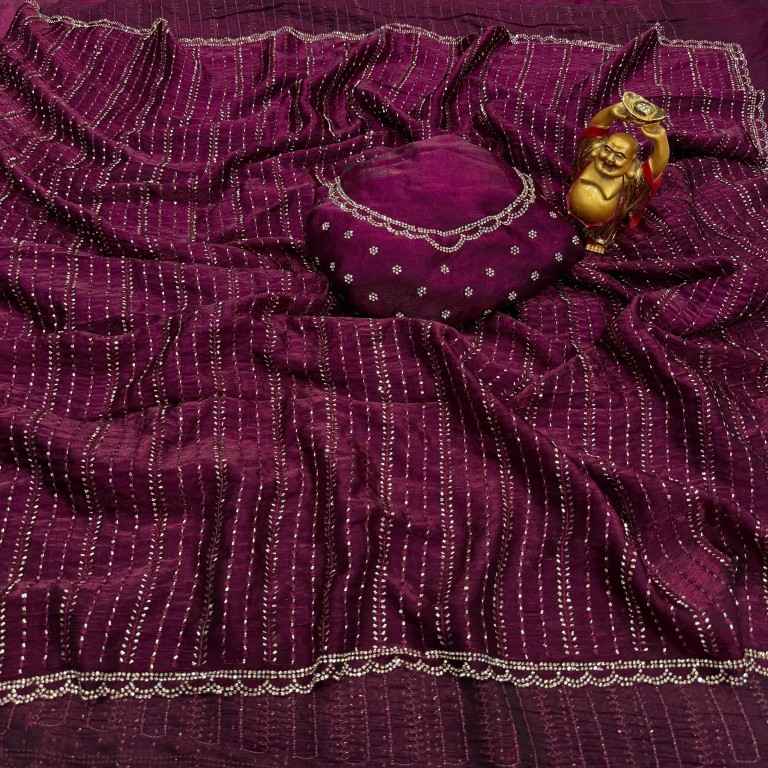 FENDY SATIN BEEDS ZARKHAN WORK SAREE