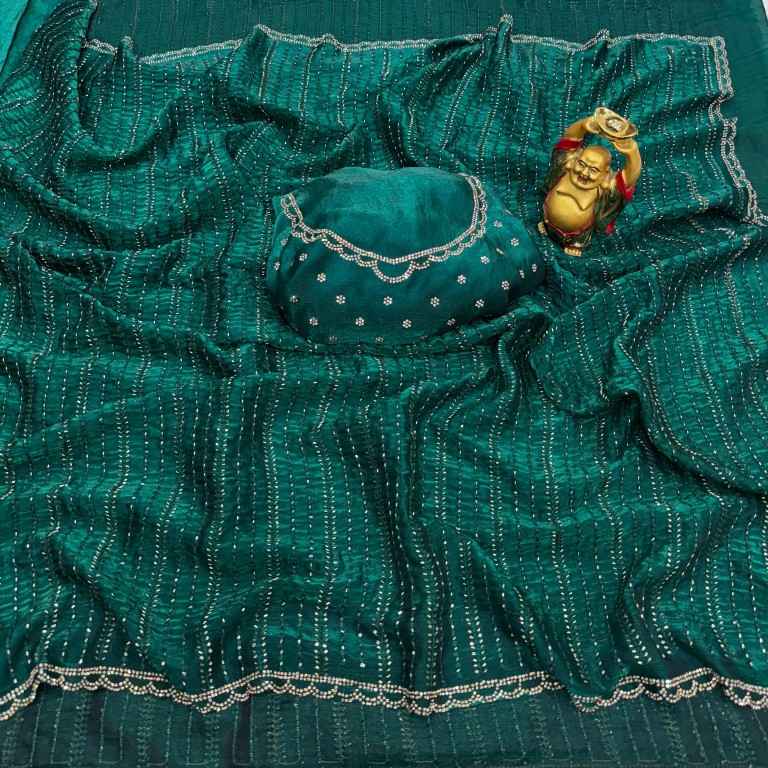 FENDY SATIN BEEDS ZARKHAN WORK SAREE