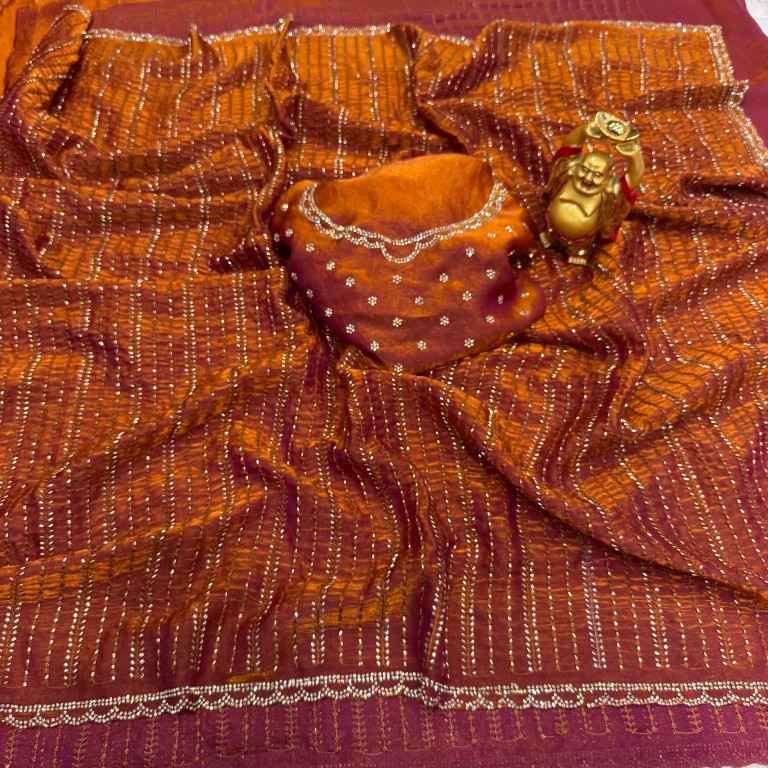 FENDY SATIN BEEDS ZARKHAN WORK SAREE