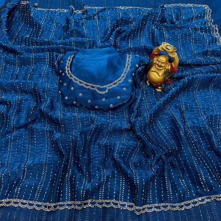 FENDY SATIN BEEDS ZARKHAN WORK SAREE