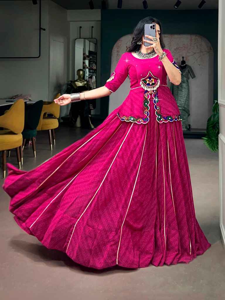 GEORGETTE PRINTED GOTA PATTI LACE WORK NAVRATRI LEHENGA CHOLI