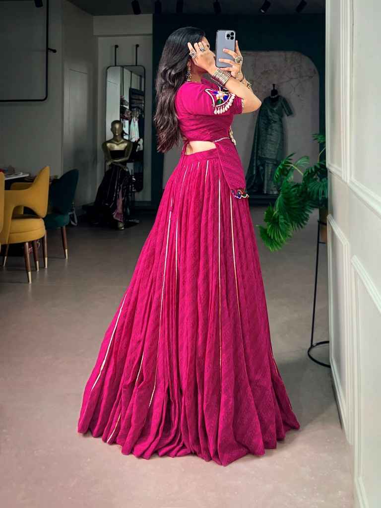 GEORGETTE PRINTED GOTA PATTI LACE WORK NAVRATRI LEHENGA CHOLI
