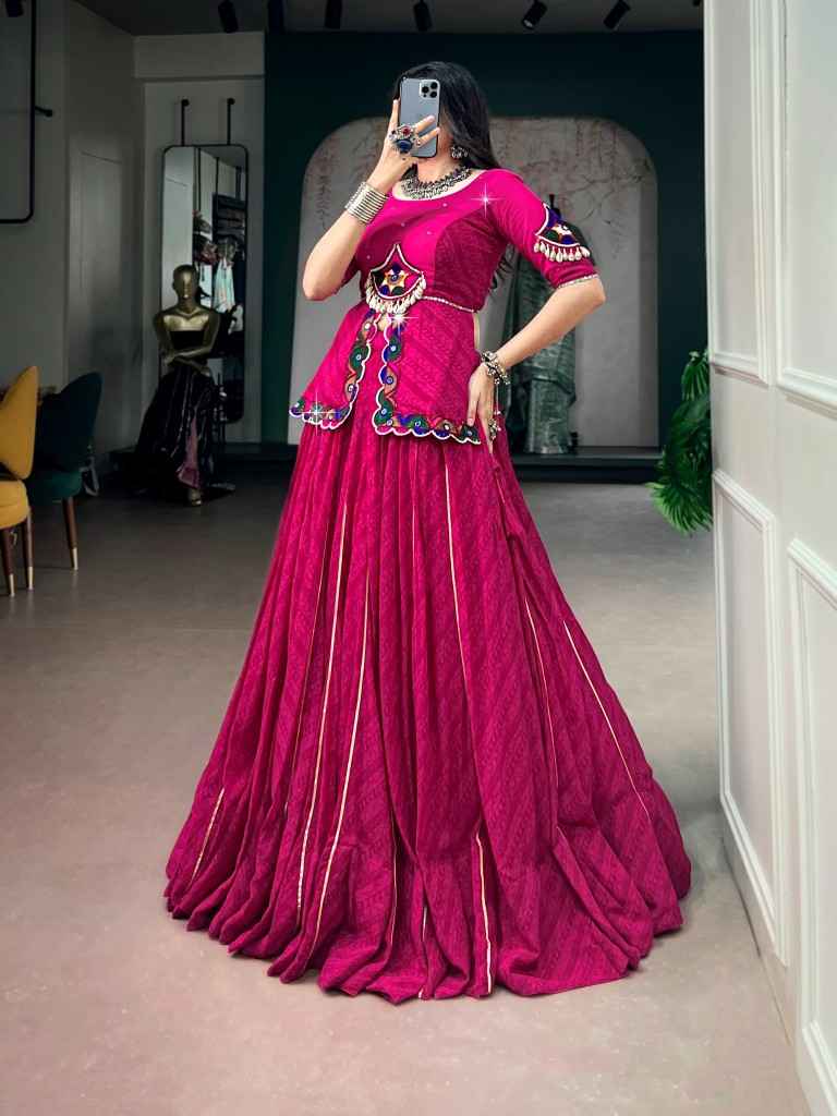 GEORGETTE PRINTED GOTA PATTI LACE WORK NAVRATRI LEHENGA CHOLI