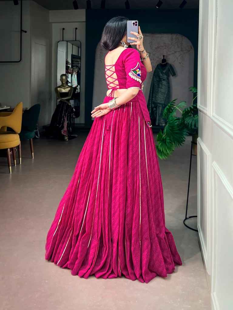 GEORGETTE PRINTED GOTA PATTI LACE WORK NAVRATRI LEHENGA CHOLI