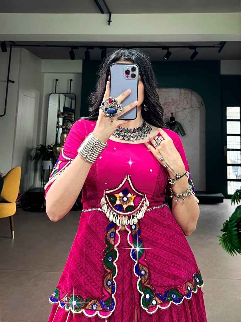 GEORGETTE PRINTED GOTA PATTI LACE WORK NAVRATRI LEHENGA CHOLI