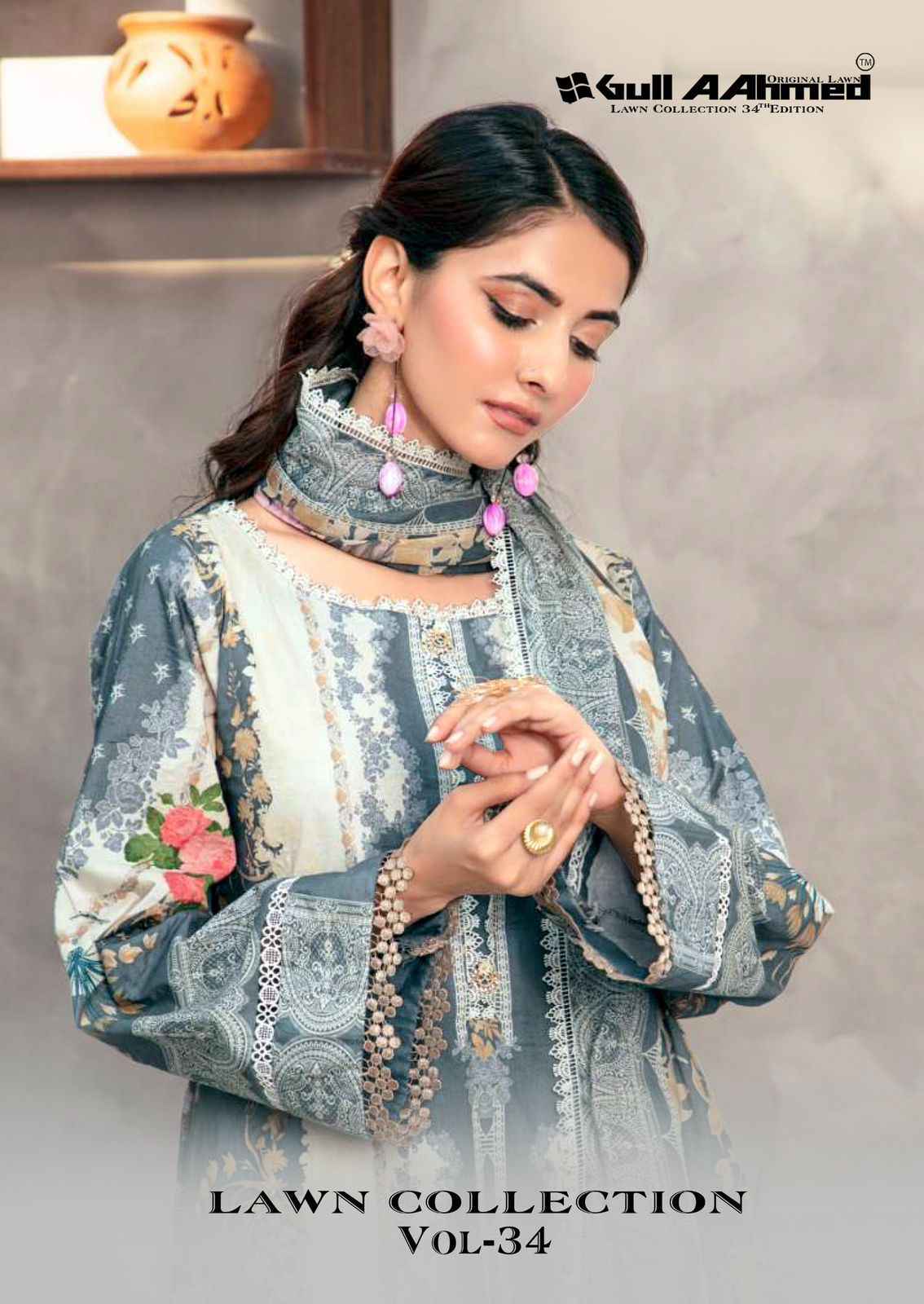 GULL AAHMED VOL-34 PURE CAMBRIDGE COTTON DRESS MATERIAL 