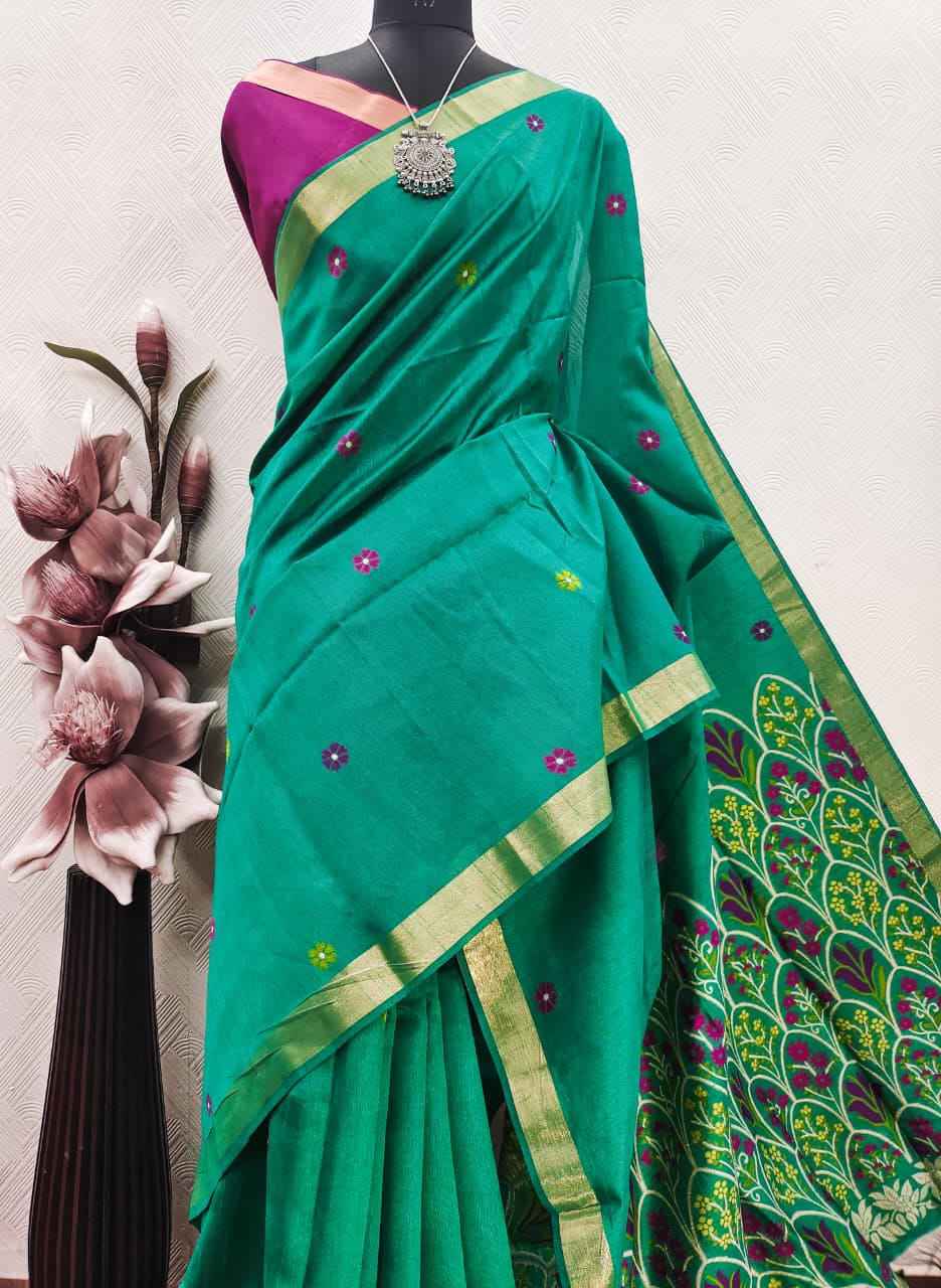HANDLOOM RAW SILK JAMDANI WEAVING SAREE 