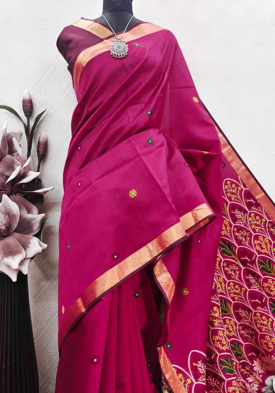 HANDLOOM RAW SILK JAMDANI WEAVING SAREE 