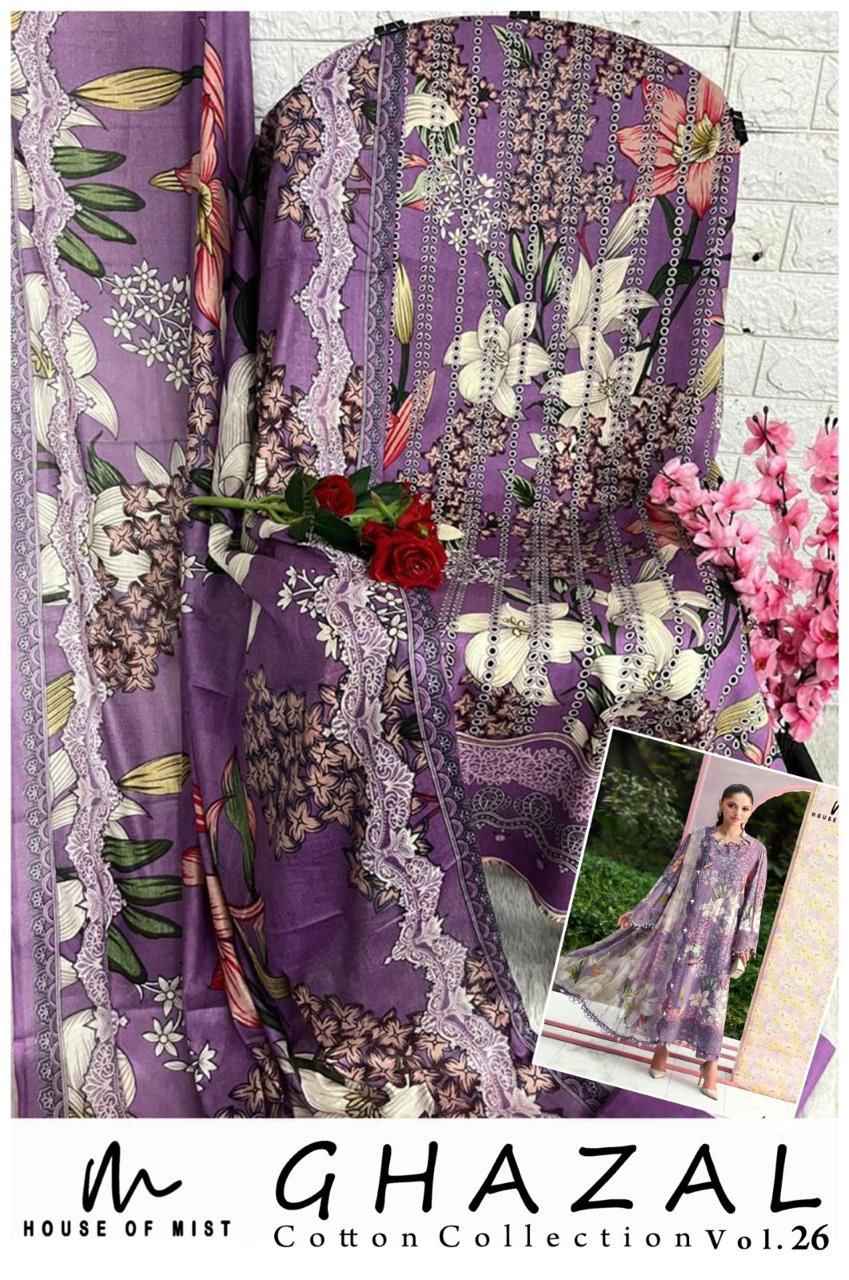 HOUSE OF MIST GHAZAL VOL-26 PURE COTTON DRESS MATERIAL 