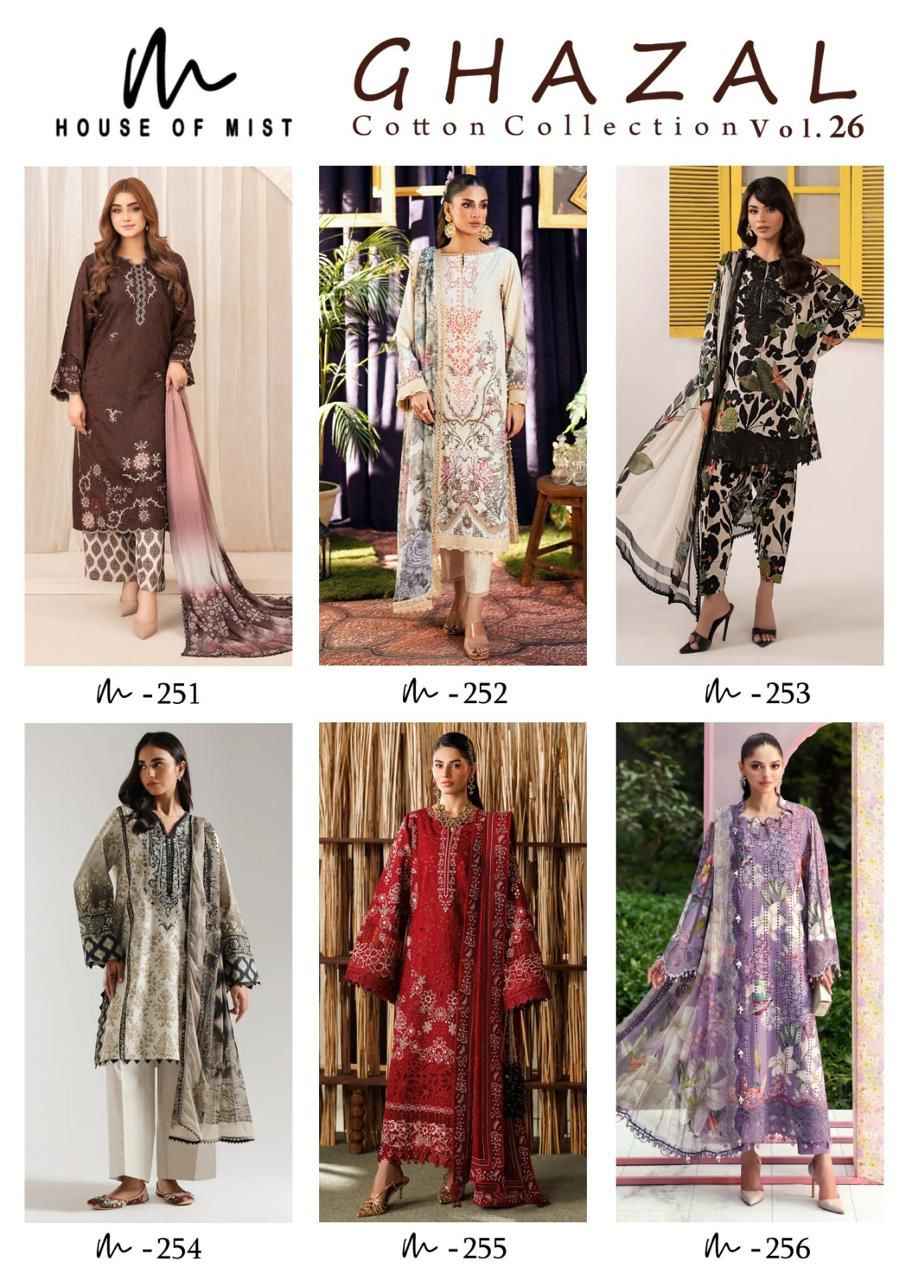 HOUSE OF MIST GHAZAL VOL-26 PURE COTTON DRESS MATERIAL 