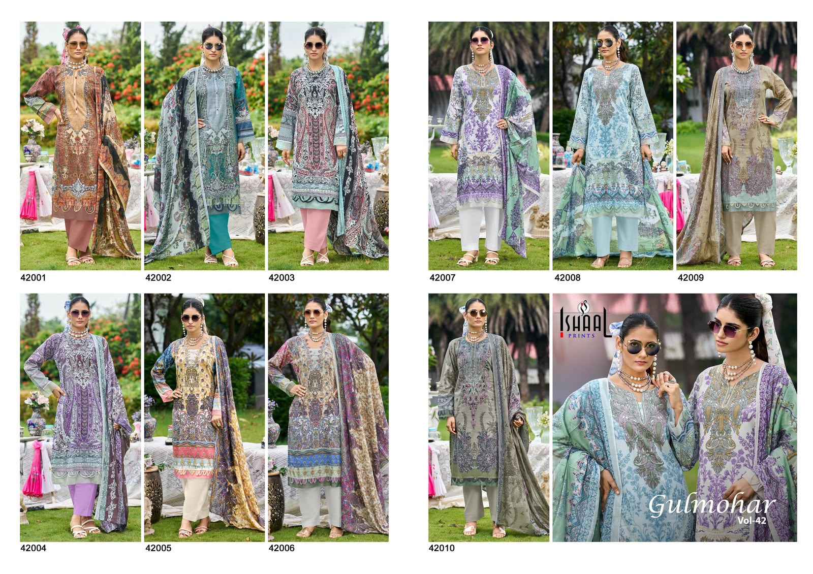ISHAAL GULMOHAR VOL-42 PURE LAWN PRINTED DRESS MATERIAL 
