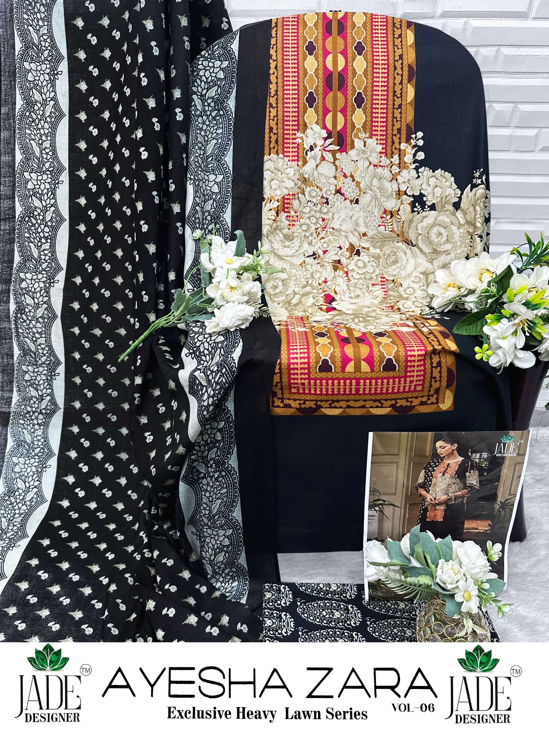 JADE AYESHA ZARA VOL-6 HEAVY LAWN COTTON DRESS MATERIAL