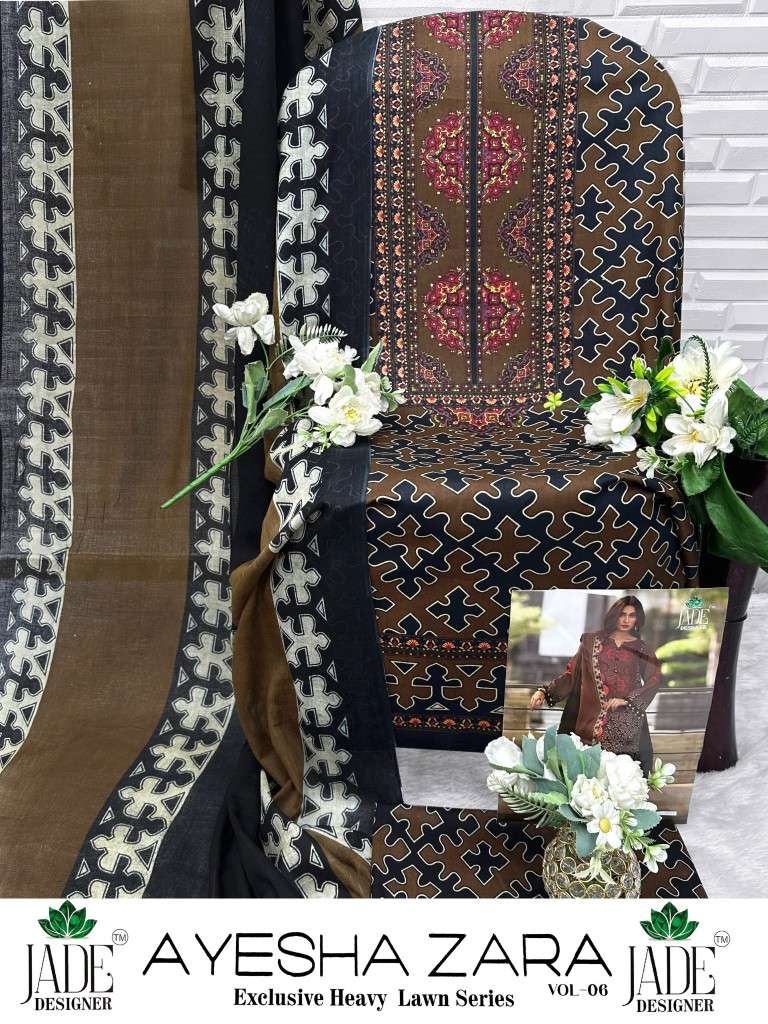JADE AYESHA ZARA VOL-6 HEAVY LAWN COTTON DRESS MATERIAL