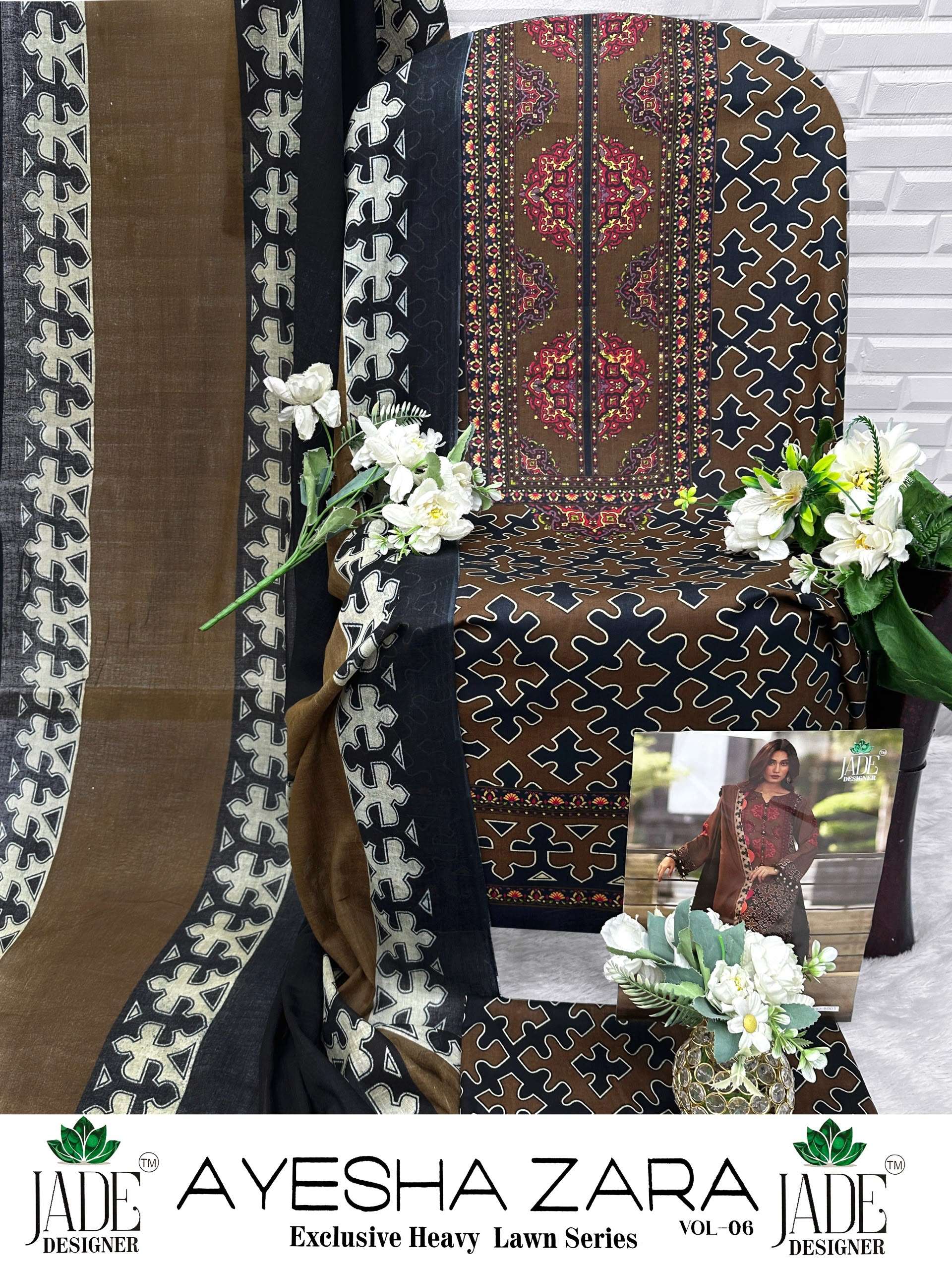 JADE AYESHA ZARA VOL-6 HEAVY LAWN COTTON DRESS MATERIAL