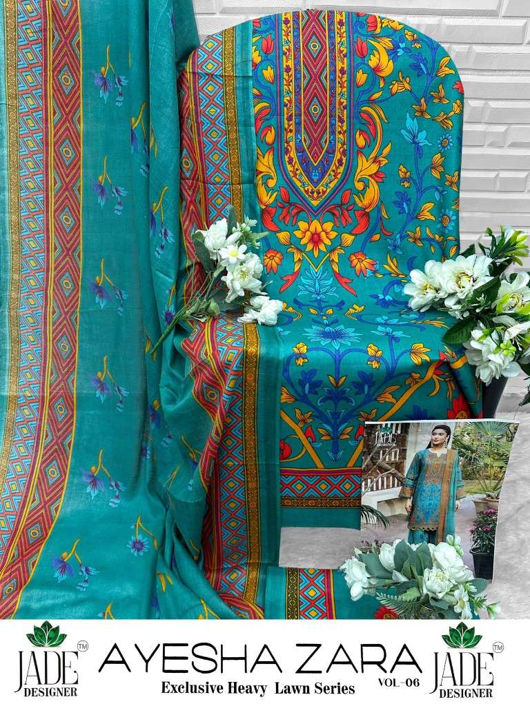 JADE AYESHA ZARA VOL-6 HEAVY LAWN COTTON DRESS MATERIAL