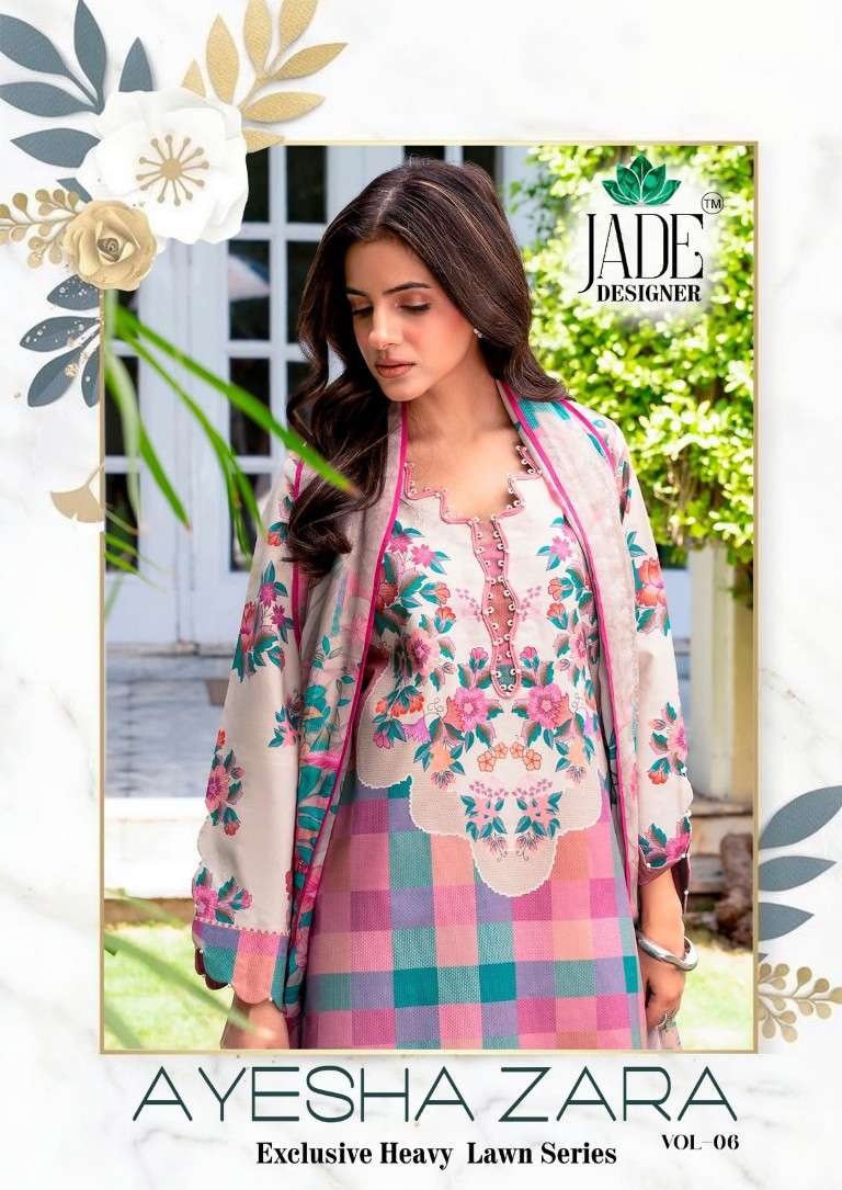 JADE AYESHA ZARA VOL-6 HEAVY LAWN COTTON DRESS MATERIAL