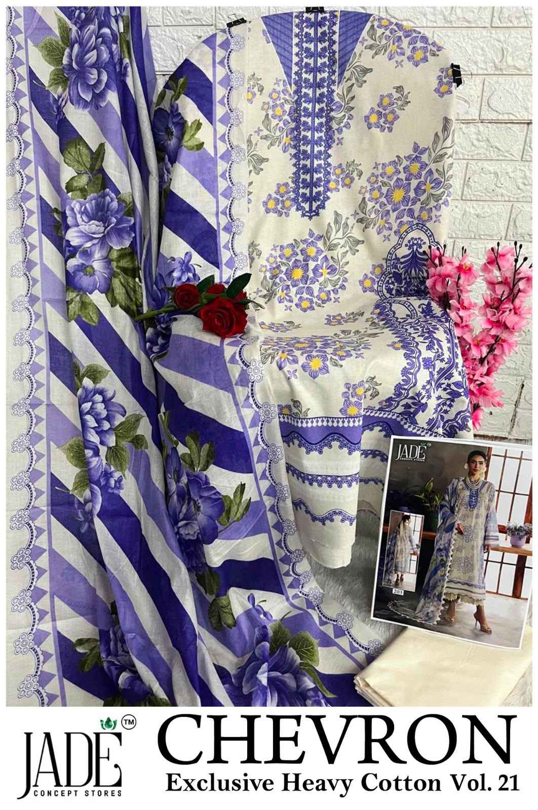 JADE CHEVRON VOL-21 EXCLUSIVE HEAVY COTTON DRESS MATERIAL