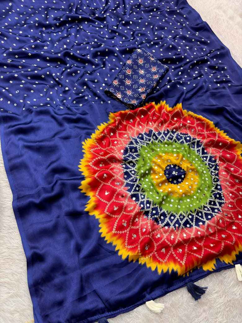 JAPAN SATTIN ORIGINAL MIRROR WORK SAREE 8