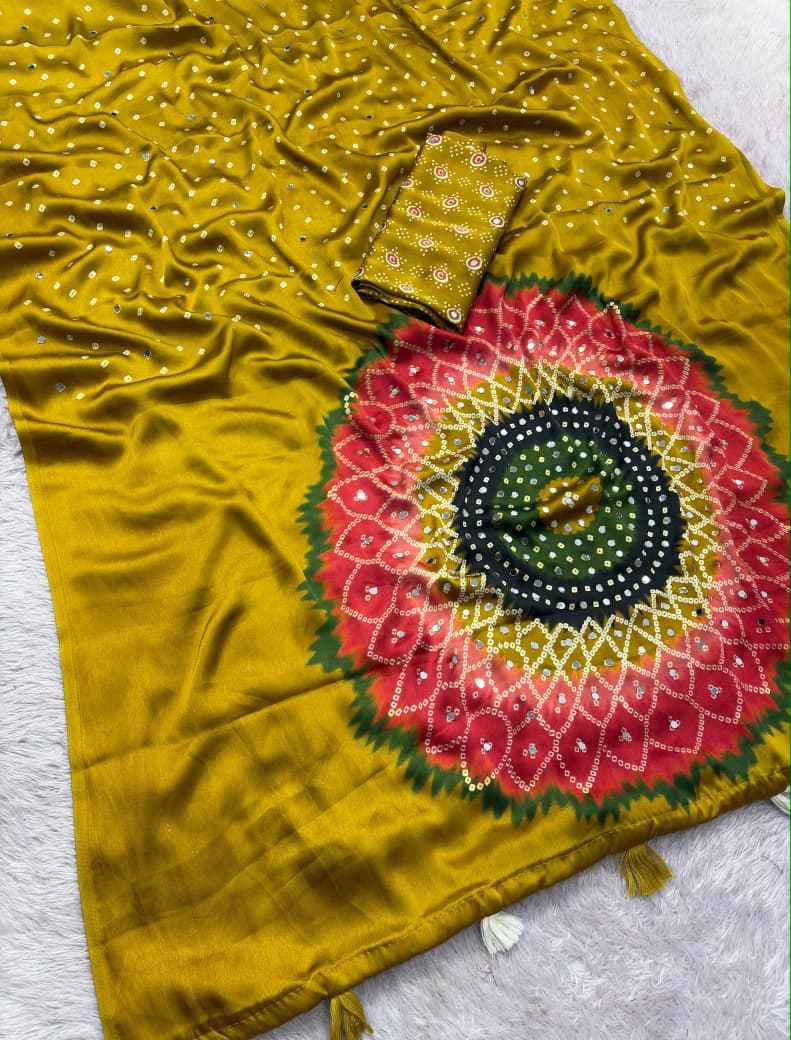 JAPAN SATTIN ORIGINAL MIRROR WORK SAREE 8