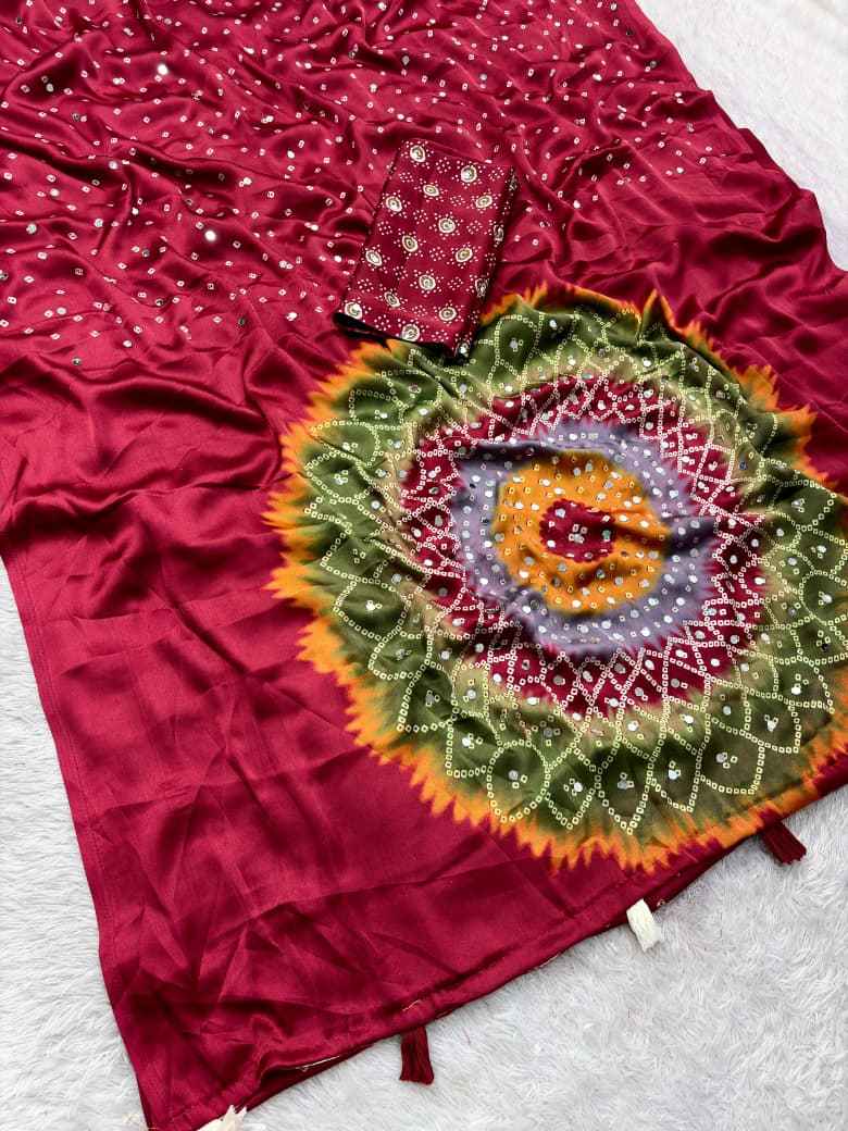 JAPAN SATTIN ORIGINAL MIRROR WORK SAREE 8