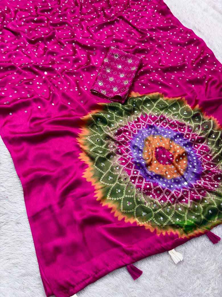 JAPAN SATTIN ORIGINAL MIRROR WORK SAREE 8