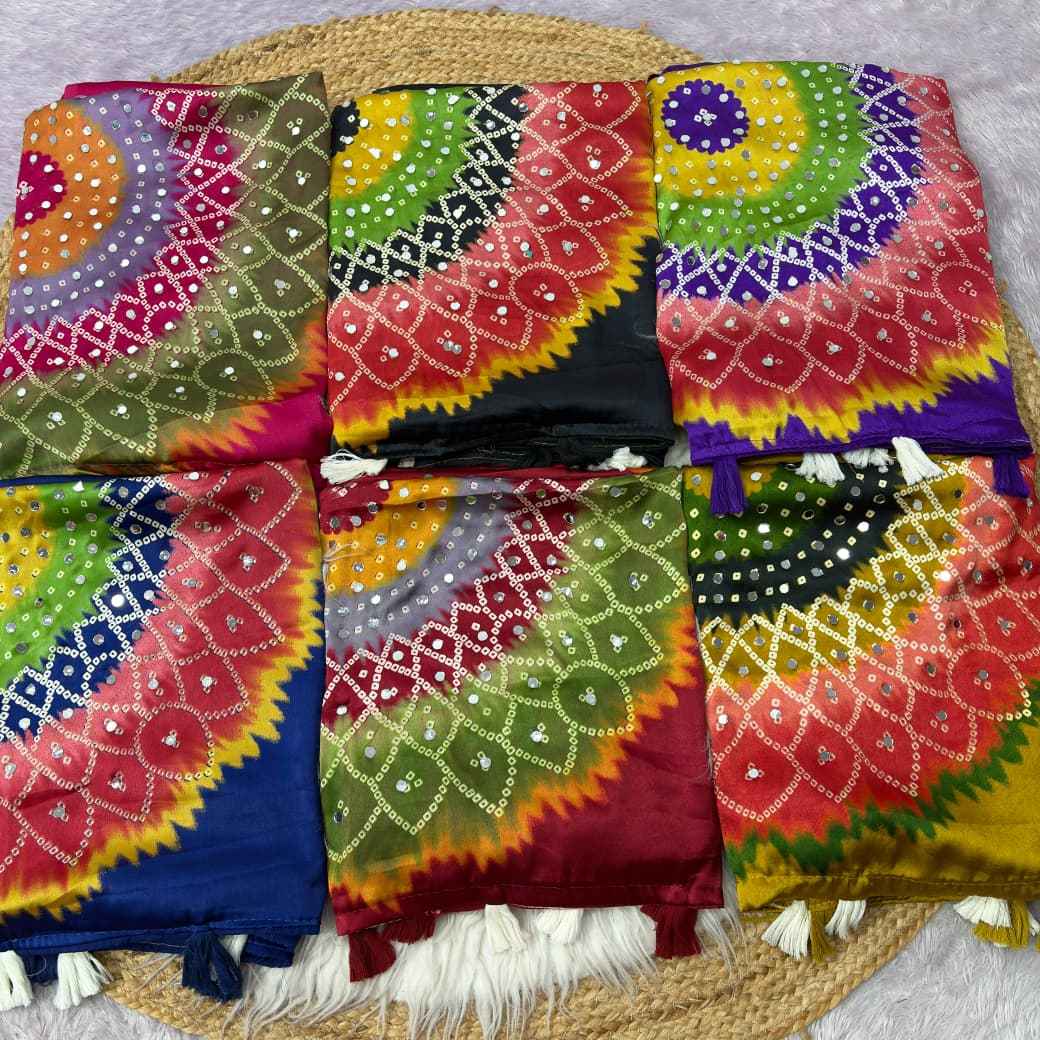 JAPAN SATTIN ORIGINAL MIRROR WORK SAREE 8