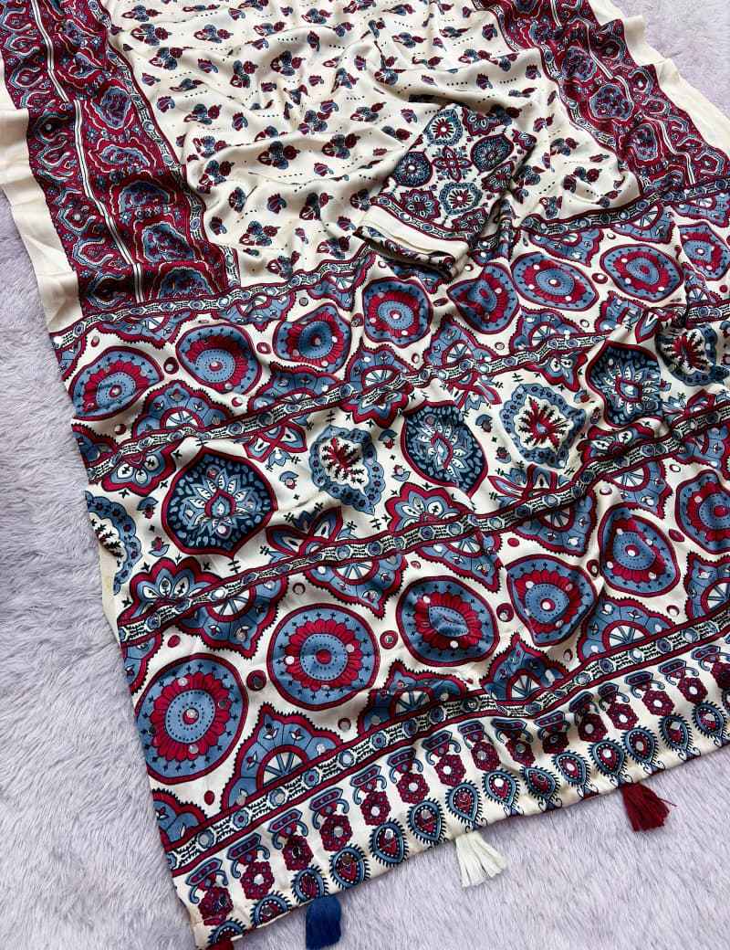 JAPAN SATTIN ORIGINAL MIRROR WORK SAREE 7