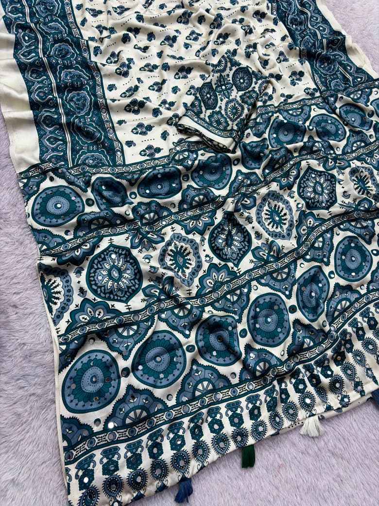 JAPAN SATTIN ORIGINAL MIRROR WORK SAREE 7