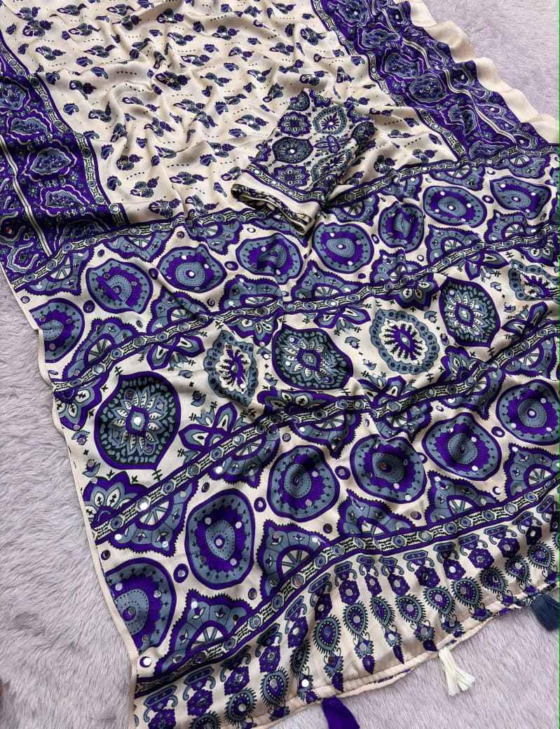 JAPAN SATTIN ORIGINAL MIRROR WORK SAREE 7