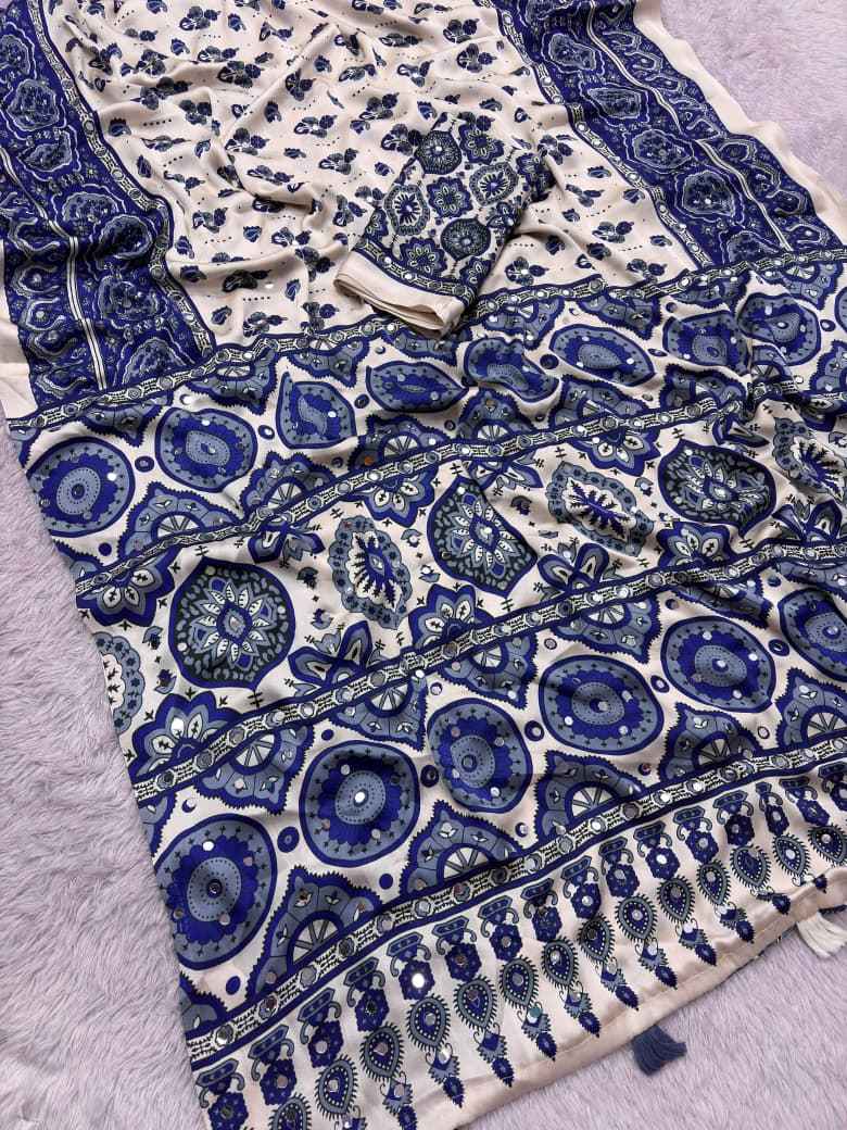 JAPAN SATTIN ORIGINAL MIRROR WORK SAREE 7