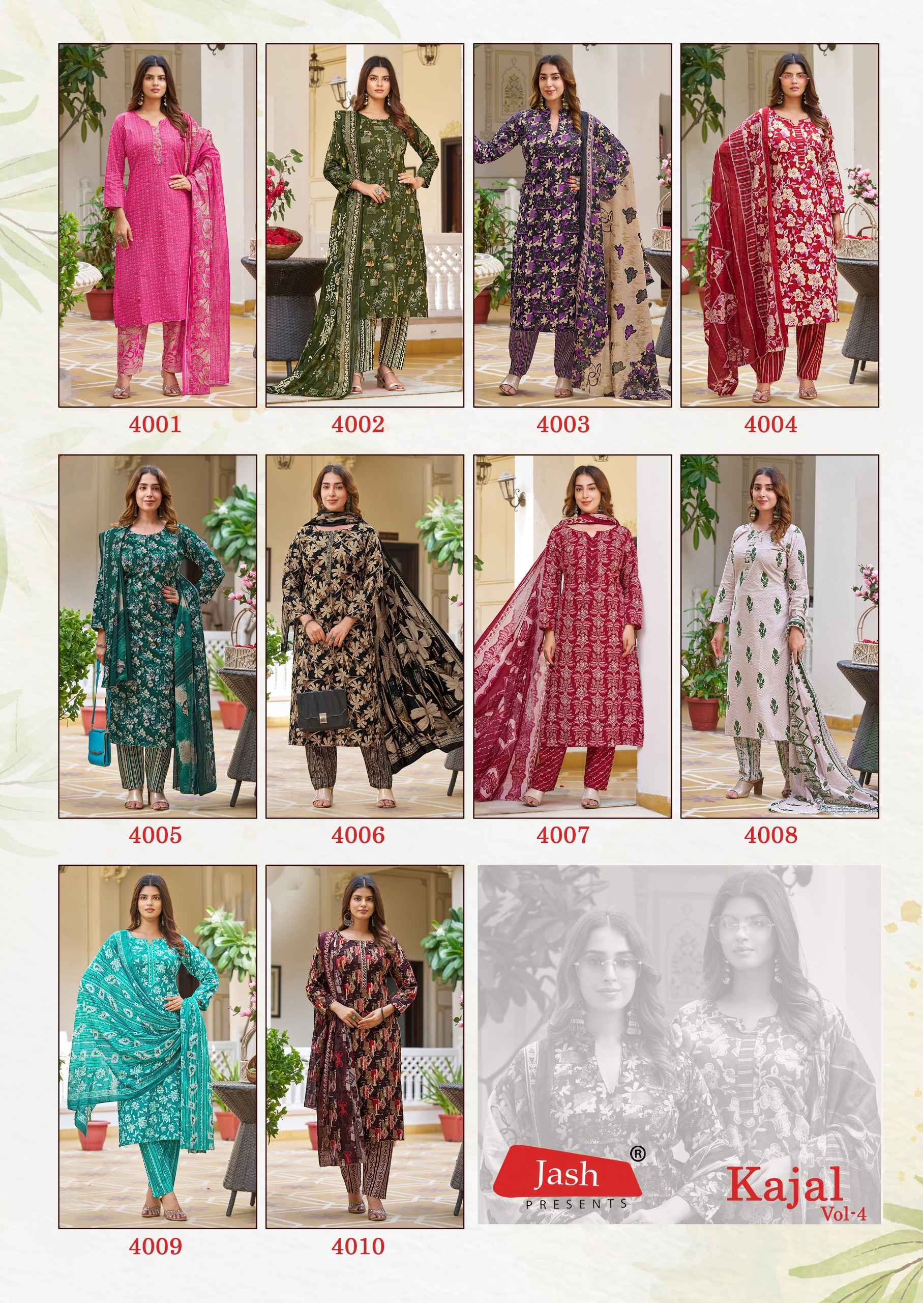JASH KAJAL VOL-4 PURE COTTON PRINTED DRESS MATERIAL