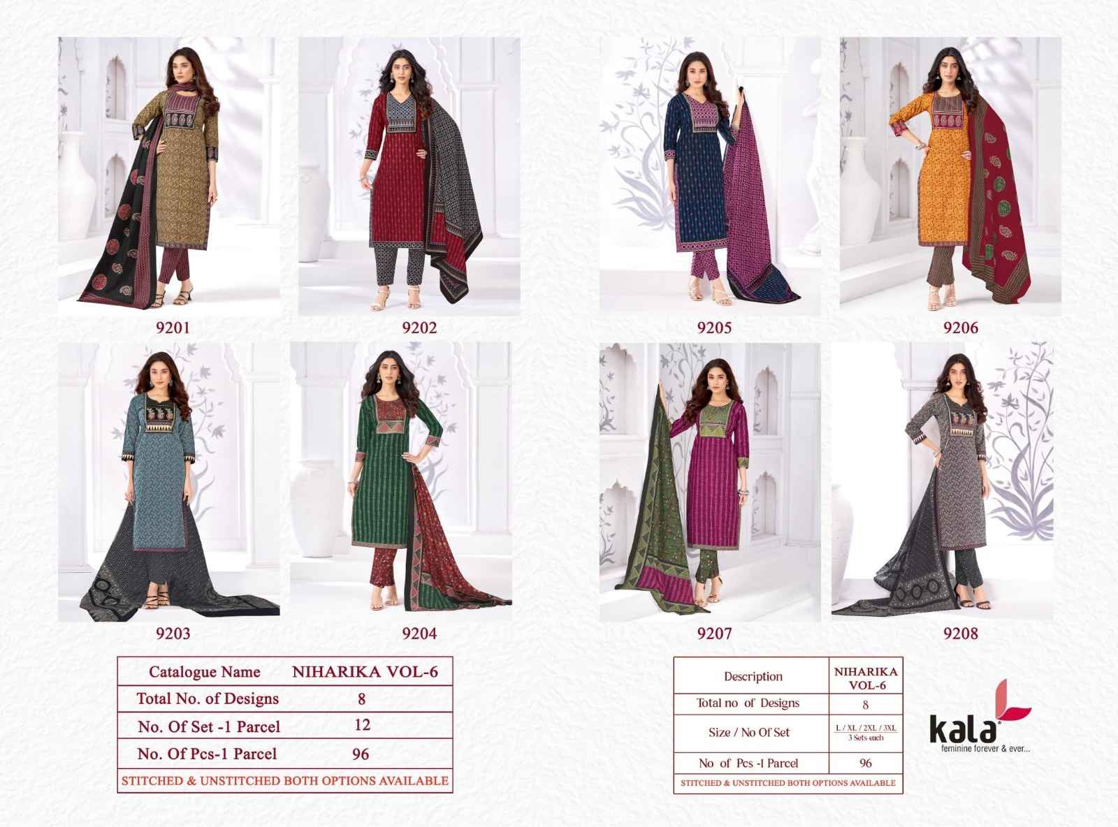 KALA NIHARIKA VOL-6 PURE COTTON READYMADE SUIT 