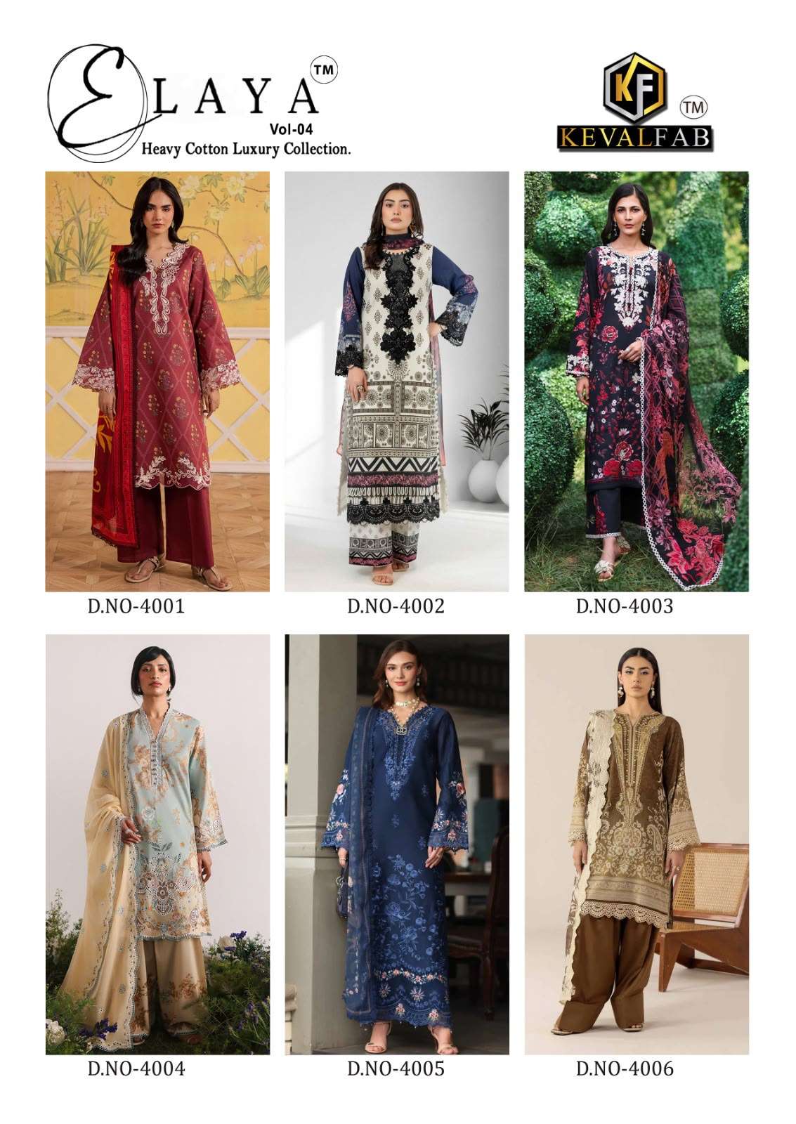 KEVAL FAB ELAYA VOL-4 HEAVY LAWN COTTON PRINTED DRESS MATERIAL