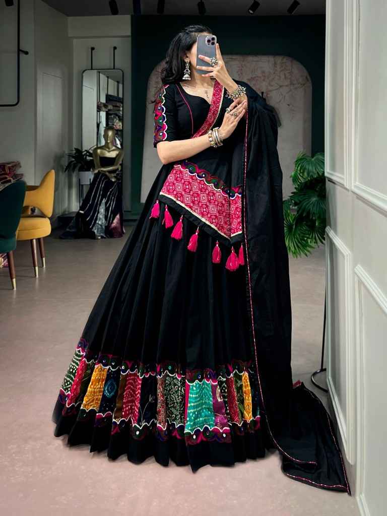 KHADI COTTON LEHENGA PATCHWORK NAVRATRI LEHENGA CHOLI