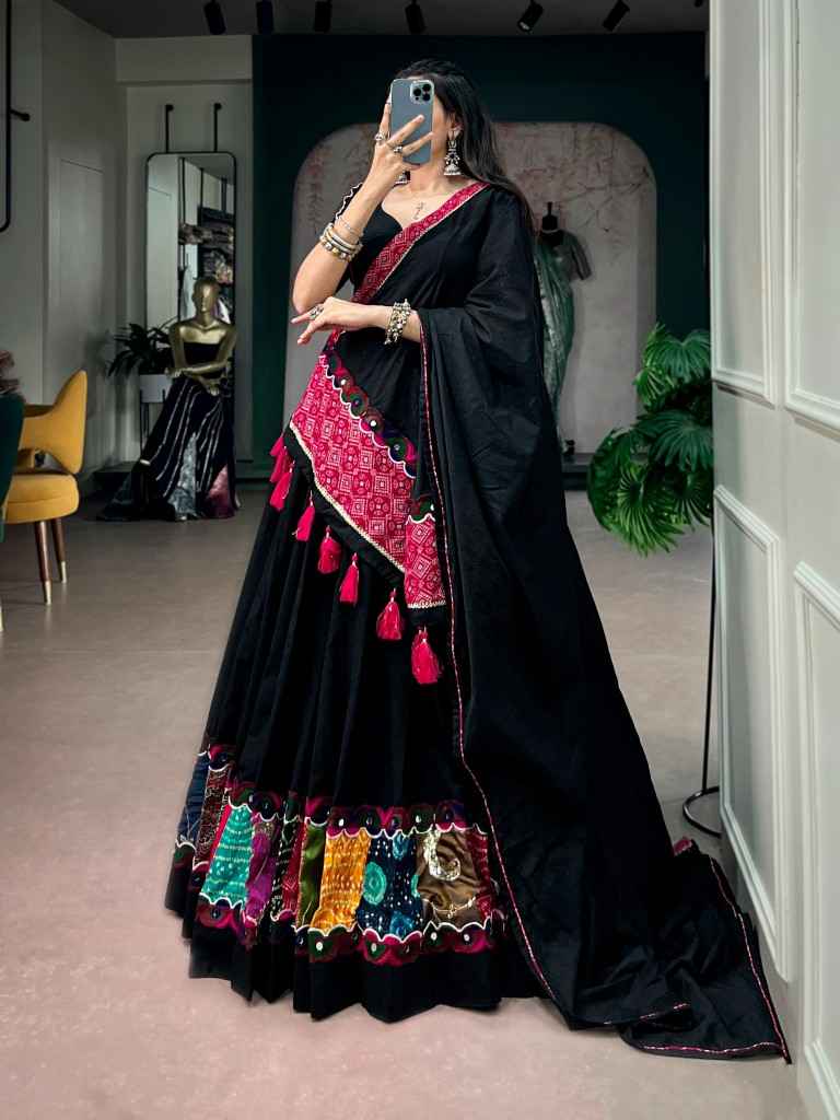 KHADI COTTON LEHENGA PATCHWORK NAVRATRI LEHENGA CHOLI