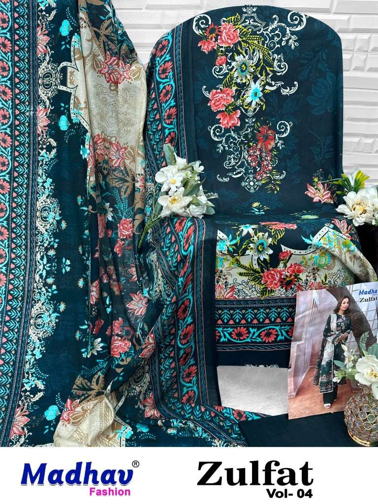 MADHAV ZULFAT VOL-4 PURE LAWN COTTON DRESS MATERIAL 