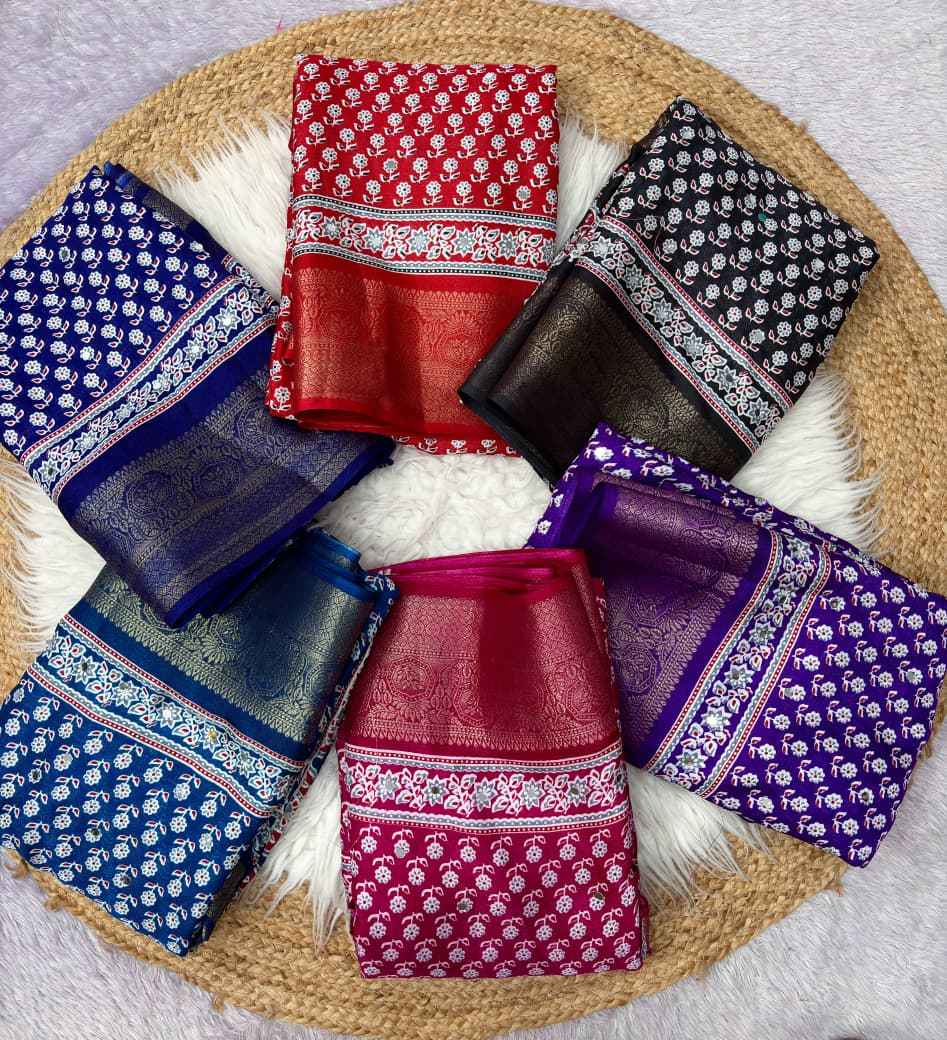 MASHMELOW JACQUARD BORDER MIRROR WORK SAREE 