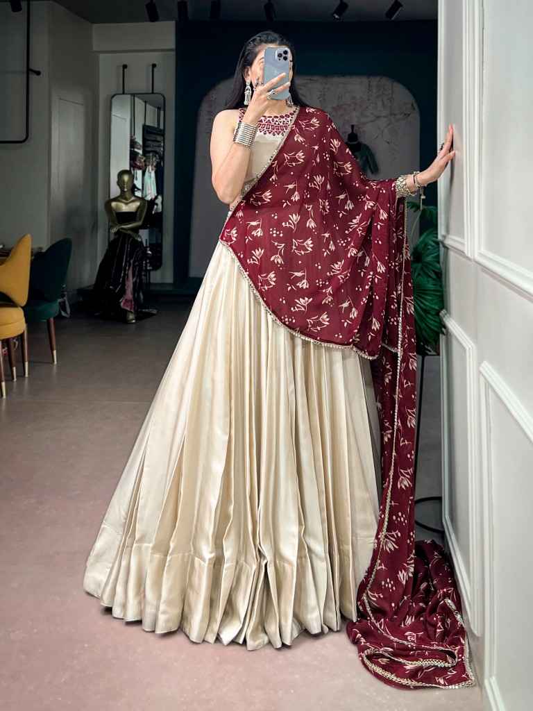 MONGA SILK REAL MIRROR WORK NAVRATRI LEHENGA CHOLI
