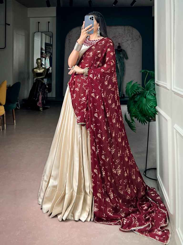 MONGA SILK REAL MIRROR WORK NAVRATRI LEHENGA CHOLI