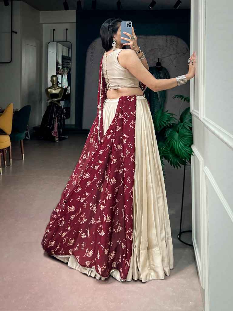 MONGA SILK REAL MIRROR WORK NAVRATRI LEHENGA CHOLI