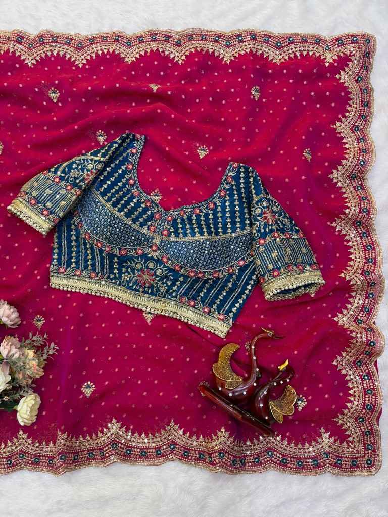 NC ZARI BUTTI SEQUANCE ZARI EMBROIDERY WORK SAREE 