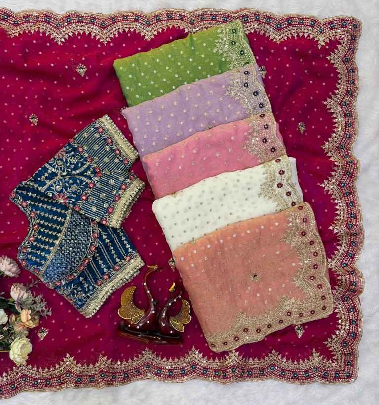 NC ZARI BUTTI SEQUANCE ZARI EMBROIDERY WORK SAREE 