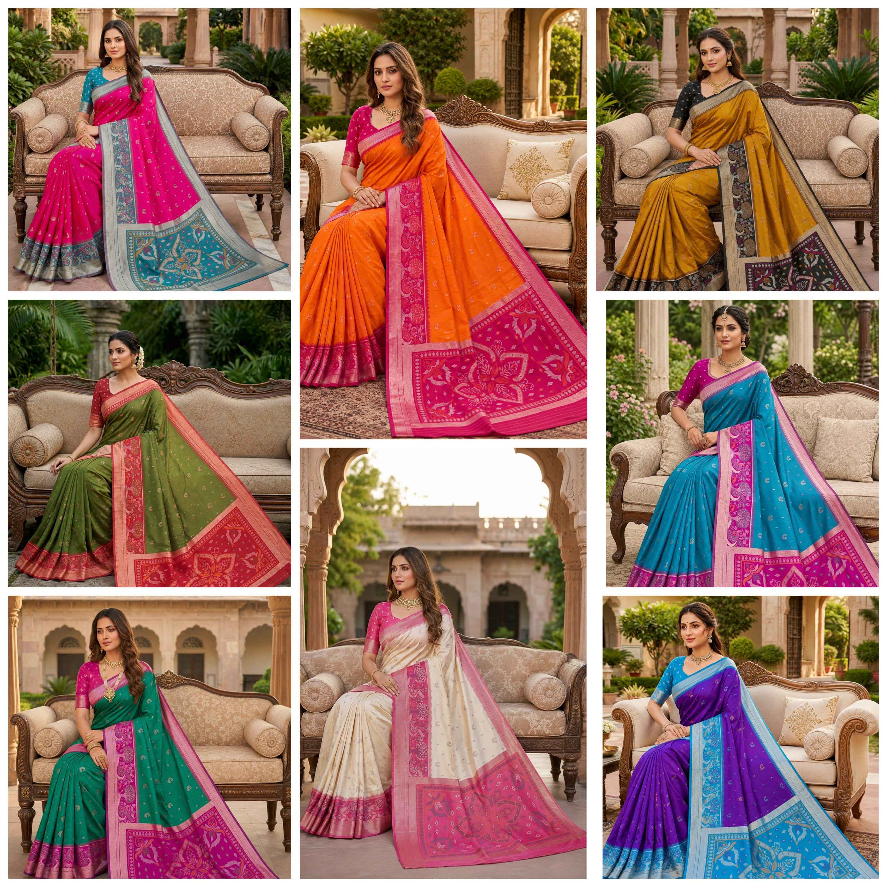 POCHAMPALLI SILK BLEND LUSTROUS TRADITIONAL IKKAT PATTERN ZARI WEAVING SAREE 2